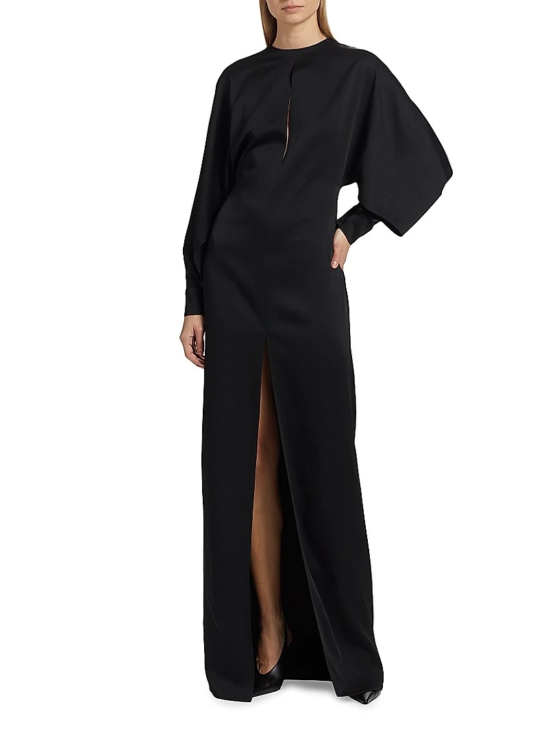 Satin Keyhole Slit Gown