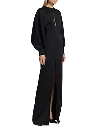 Satin Keyhole Slit Gown