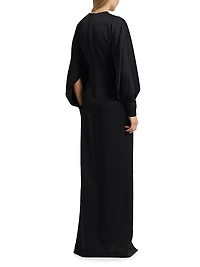 Satin Keyhole Slit Gown