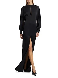 Satin Keyhole Slit Gown