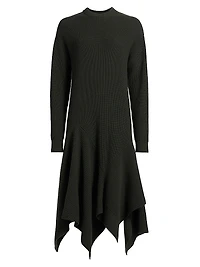 Cashmere Crewneck Handkerchief Midi-Sweaterdress