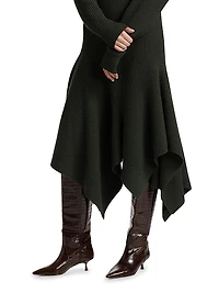 Cashmere Crewneck Handkerchief Midi-Sweaterdress