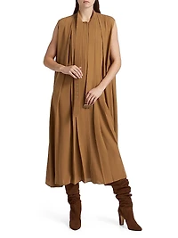 Trench Silk Tieneck Midi Shirtdress