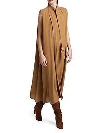 Trench Silk Tieneck Midi Shirtdress