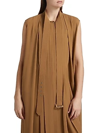 Trench Silk Tieneck Midi Shirtdress