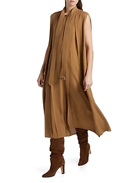 Trench Silk Tieneck Midi Shirtdress