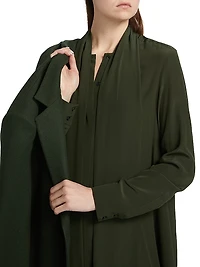 Scarf-Tie Silk Hi-Low Shirtdress