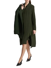 Scarf-Tie Silk Hi-Low Shirtdress