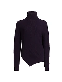 Bias Rib-Knit Cashmere Turtleneck