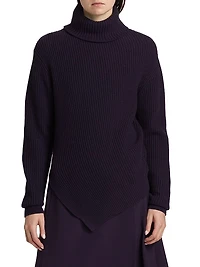 Bias Rib-Knit Cashmere Turtleneck