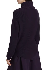 Bias Rib-Knit Cashmere Turtleneck