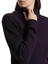 Bias Rib-Knit Cashmere Turtleneck