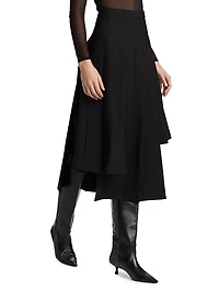 Asymmetrical Wool Pleated Skirt