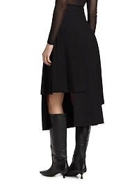 Asymmetrical Wool Pleated Skirt