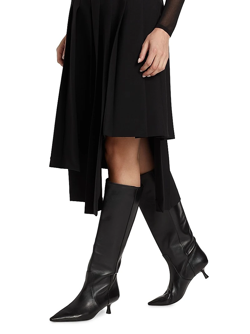 Asymmetrical Wool Pleated Skirt