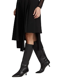 Asymmetrical Wool Pleated Skirt