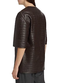 Croc-Embossed Leather Top