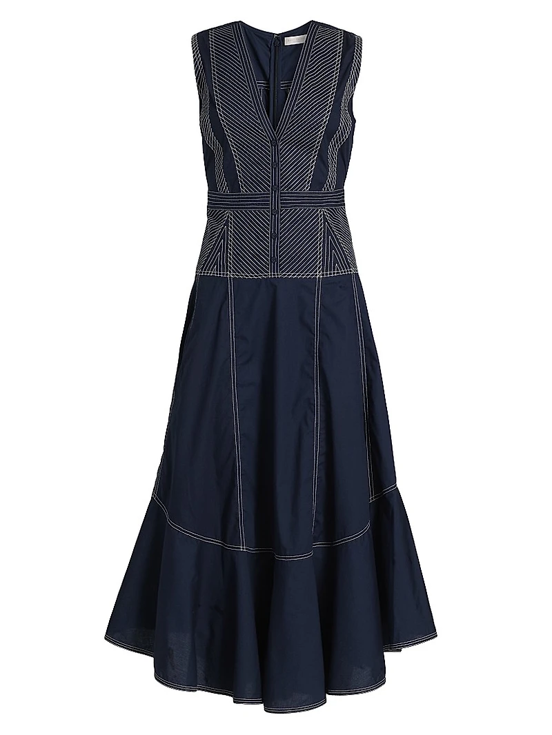 Grega Striped Cotton Midi-Dress