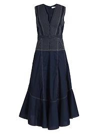 Grega Striped Cotton Midi-Dress