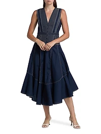 Grega Striped Cotton Midi-Dress