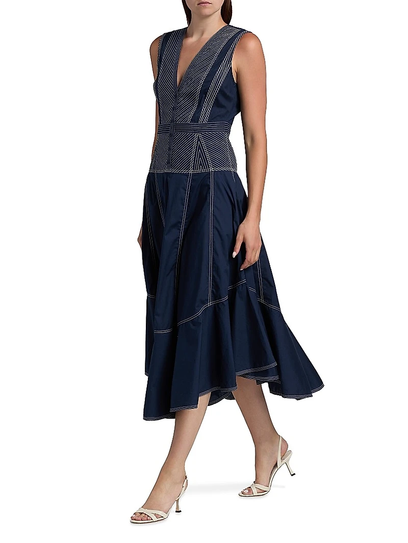 Grega Striped Cotton Midi-Dress