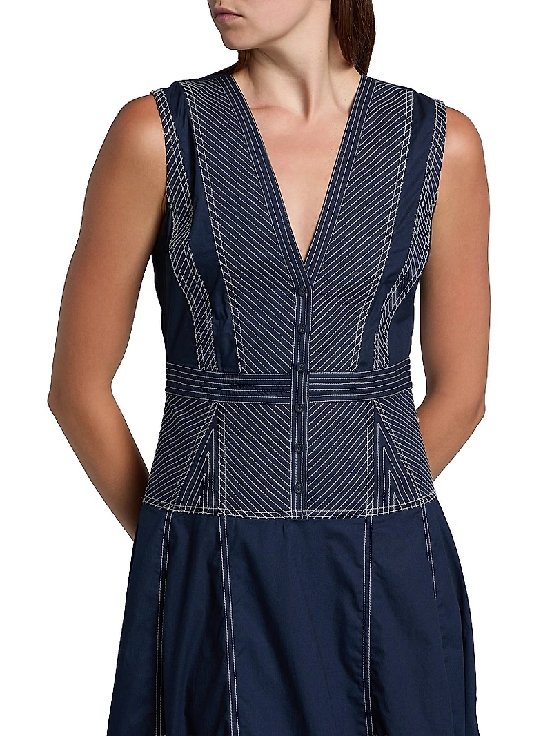 Grega Striped Cotton Midi-Dress