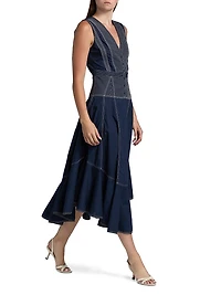 Grega Striped Cotton Midi-Dress