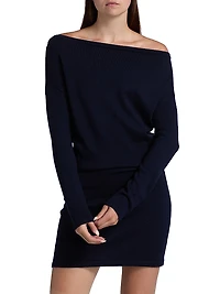 Chance Wool Knit Boatneck Midi-Dress