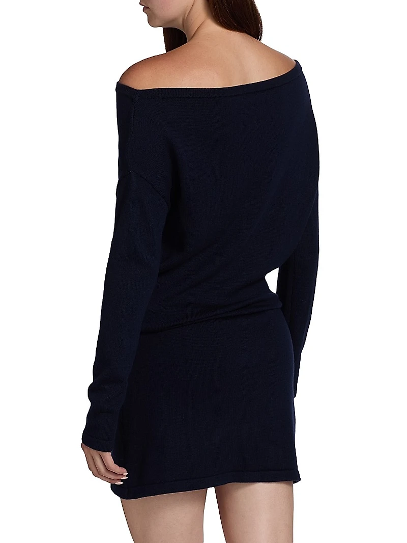 Chance Wool Knit Boatneck Midi-Dress