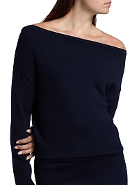 Chance Wool Knit Boatneck Midi-Dress