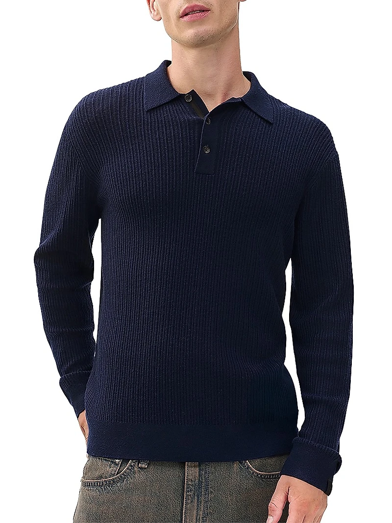 Crawford Wool-Cashmere Knit Polo Shirt