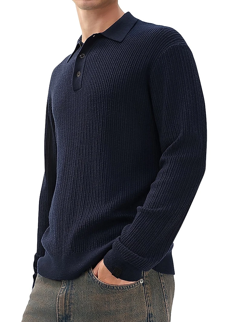 Crawford Wool-Cashmere Knit Polo Shirt