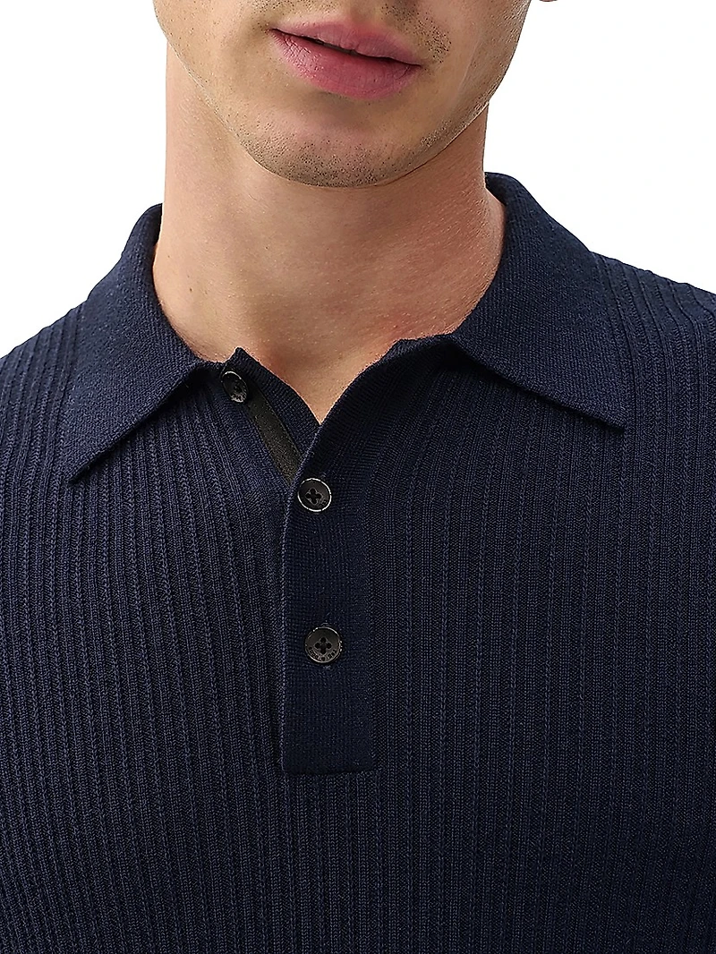 Crawford Wool-Cashmere Knit Polo Shirt