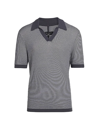 Harvey Striped Cotton-Blend Johnny Polo Shirt