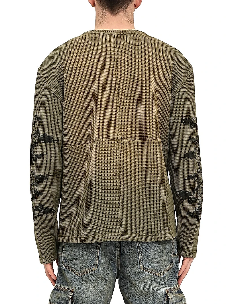 Crystal-Embellished Logo Waffle-Knit Cotton Sweater