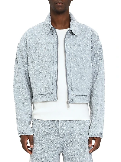 Imitation Pearl-Embellished Cotton-Blend Jacket