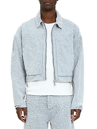 Imitation Pearl-Embellished Cotton-Blend Jacket