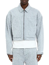 Imitation Pearl-Embellished Cotton-Blend Jacket