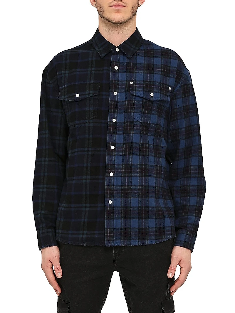 Logo Contrast Check Cotton Shirt