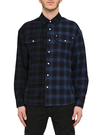 Logo Contrast Check Cotton Shirt