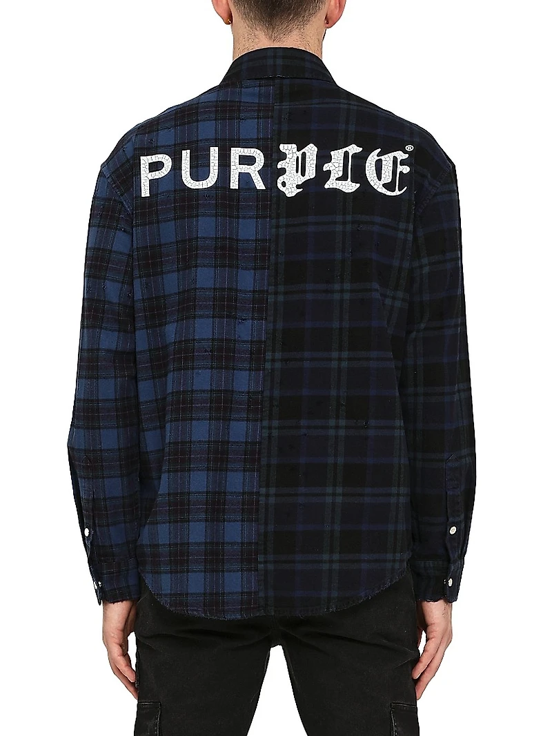 Logo Contrast Check Cotton Shirt