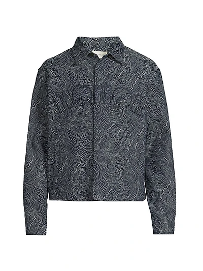 Logo Wave Print Denim Jacket