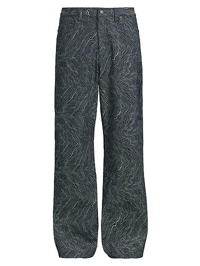 Wave Print Wide-Leg Jeans