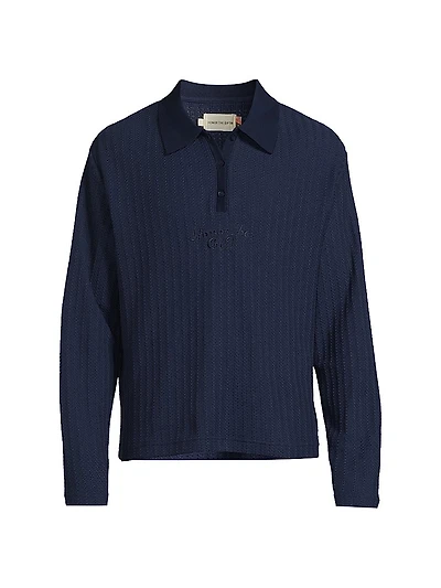 Logo-Embroidered Cotton-Blend Polo Sweater