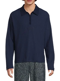 Logo-Embroidered Cotton-Blend Polo Sweater