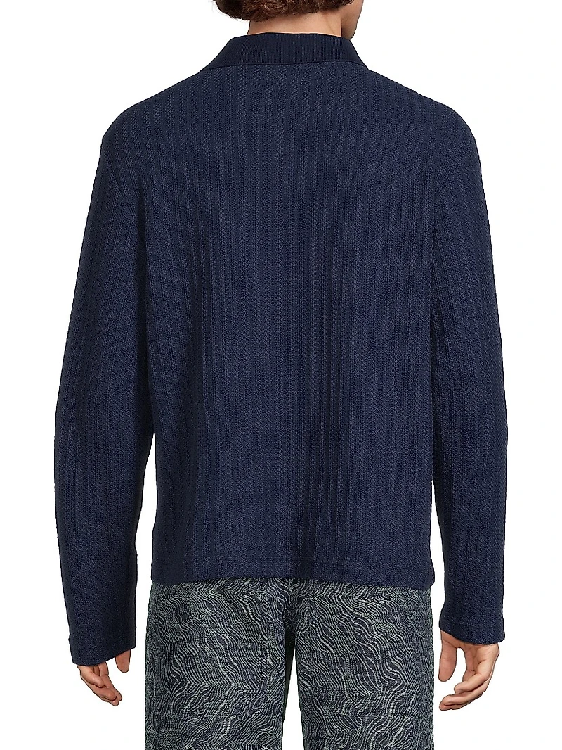 Logo-Embroidered Cotton-Blend Polo Sweater