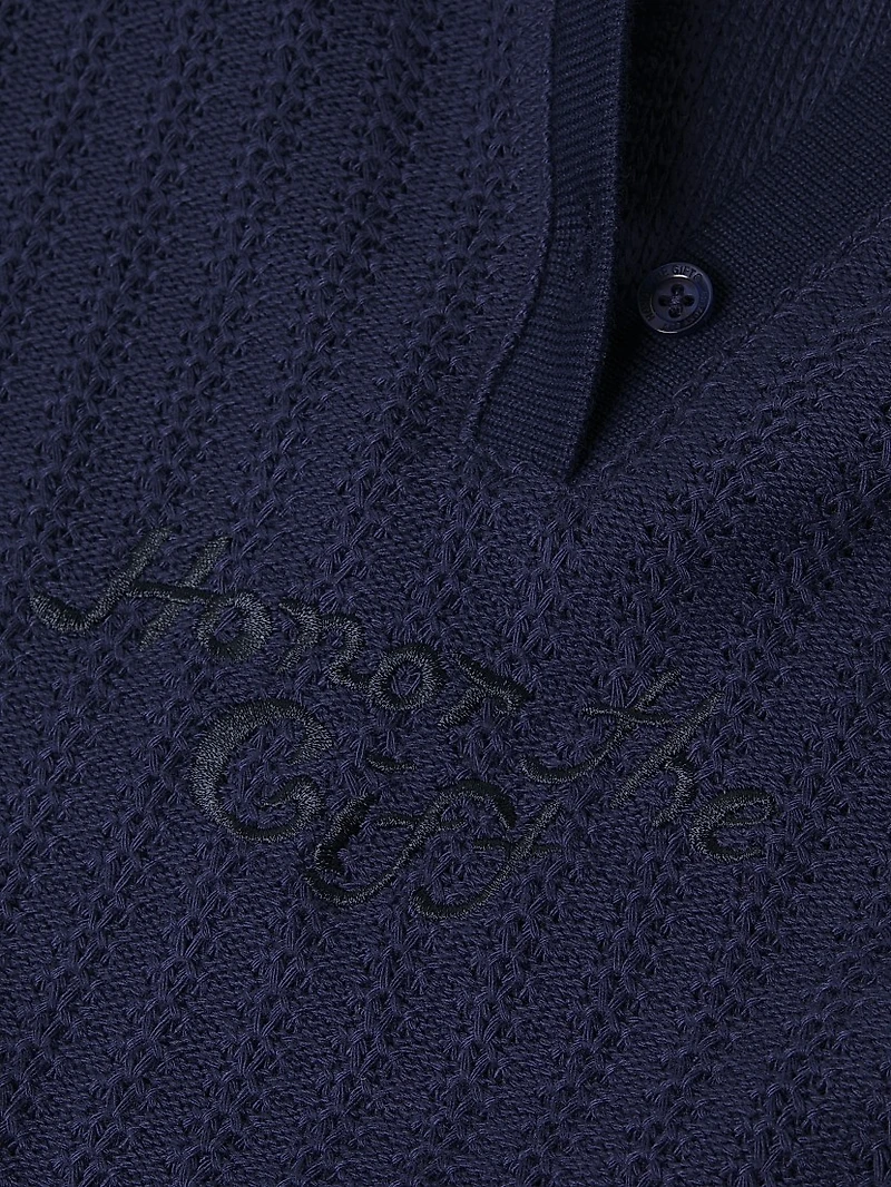 Logo-Embroidered Cotton-Blend Polo Sweater