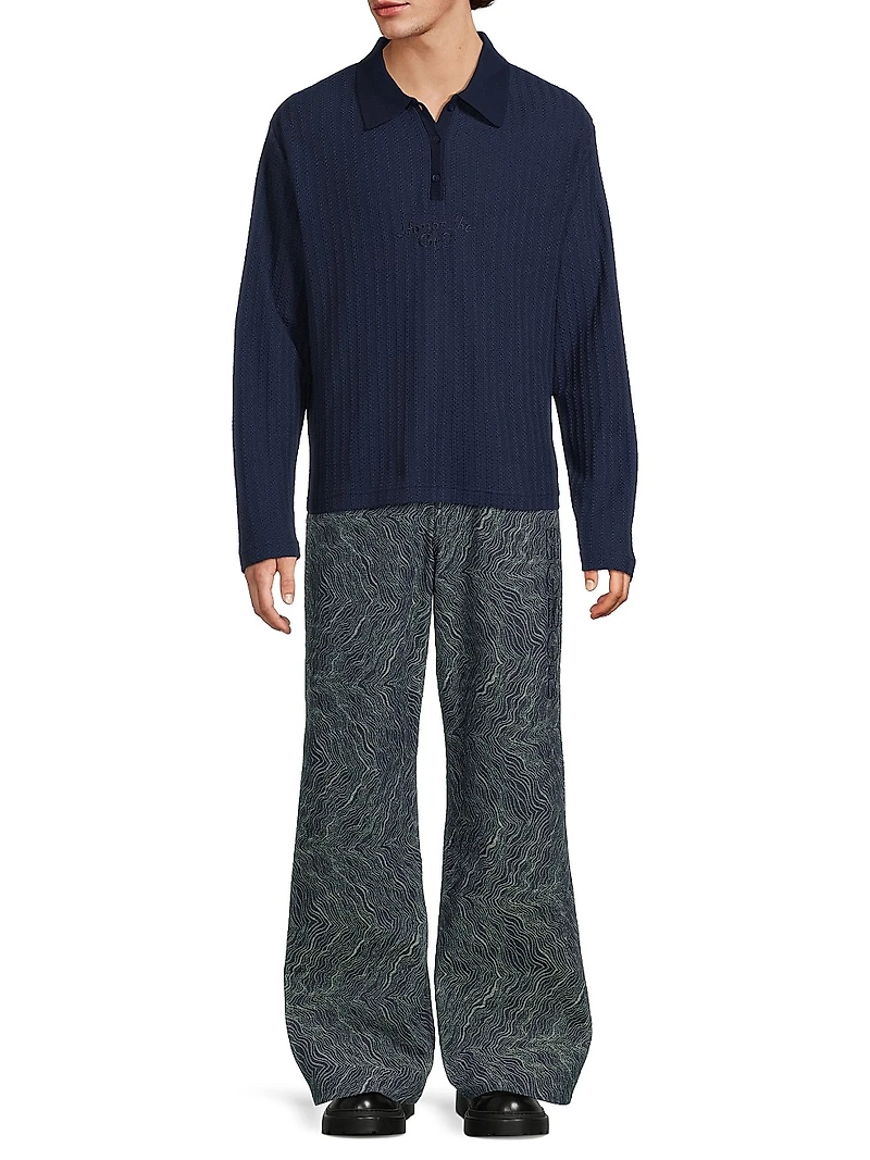 Logo-Embroidered Cotton-Blend Polo Sweater