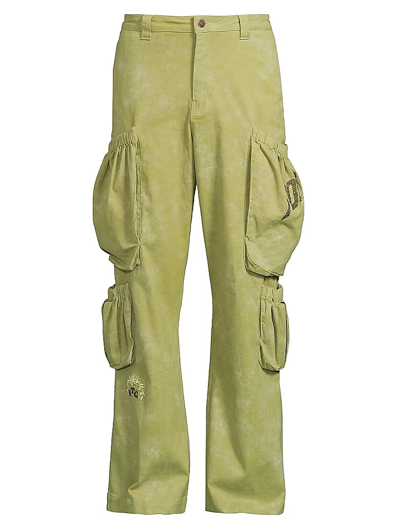 Stretch-Cotton Twill Wide-Leg Cargo Pants