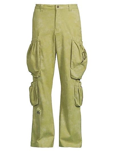Stretch-Cotton Twill Wide-Leg Cargo Pants